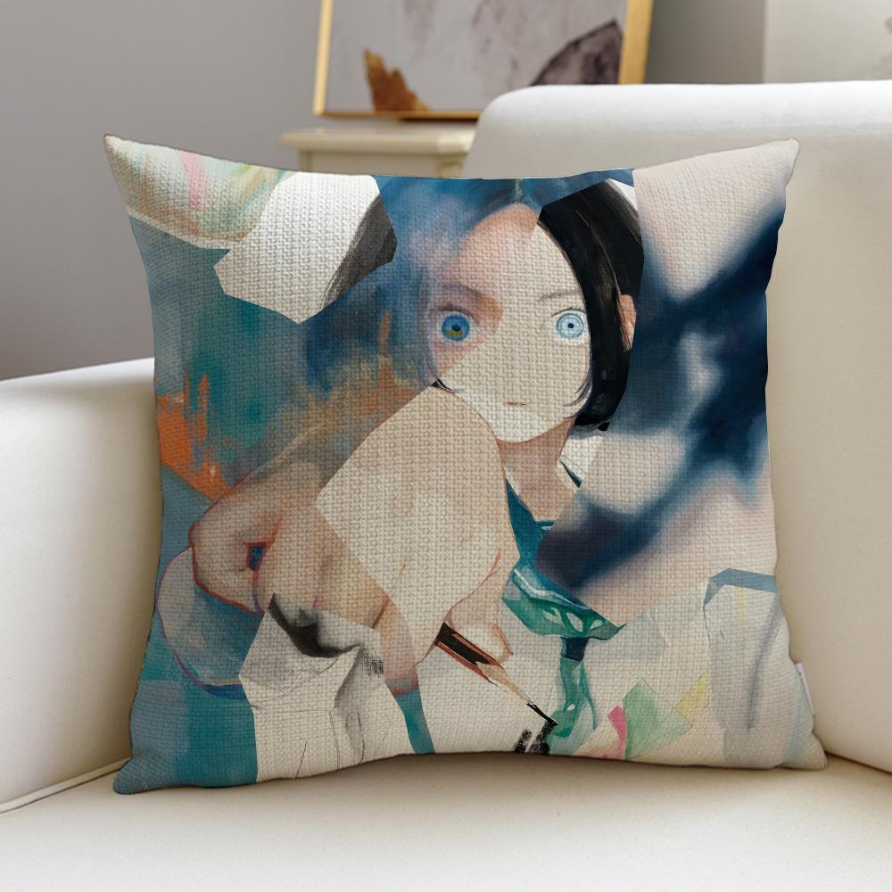 Artistic BBlue PeriodS Cushion Cover Breathable and skinfriendly linen pillowcase square removable and washable cushion