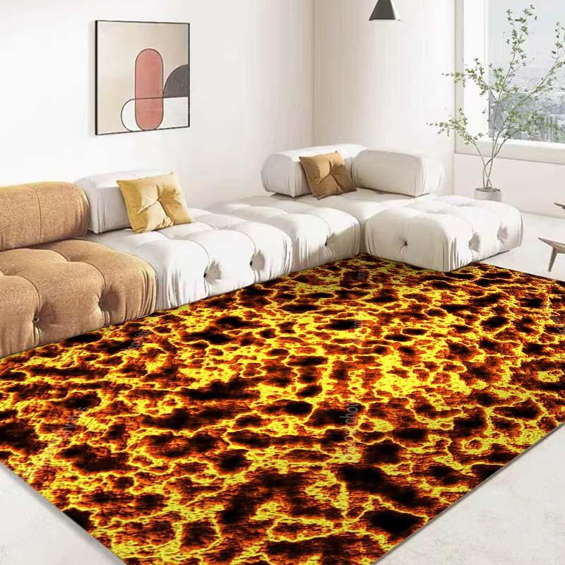 3D Volcano Lava Magma Area Rug Large Red Carpet for Living Room Bedroom Sofa Home Decor Kids Game Play Non-slip Floor Mat