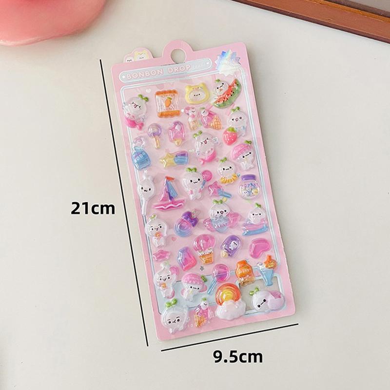 Милые 3D наклейки Мультяшные 3D Эстетичные наклейки для скрапбукинга Сделай сам Чехол для телефона Каваий Наклейки Канцелярские товары Корейские Декали Кристальная наклейка