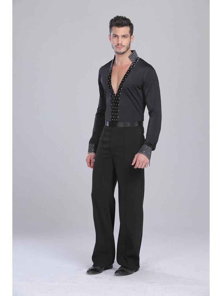 XISAA Мужская рубашка с длинным рукавом для латиноамериканских танцев