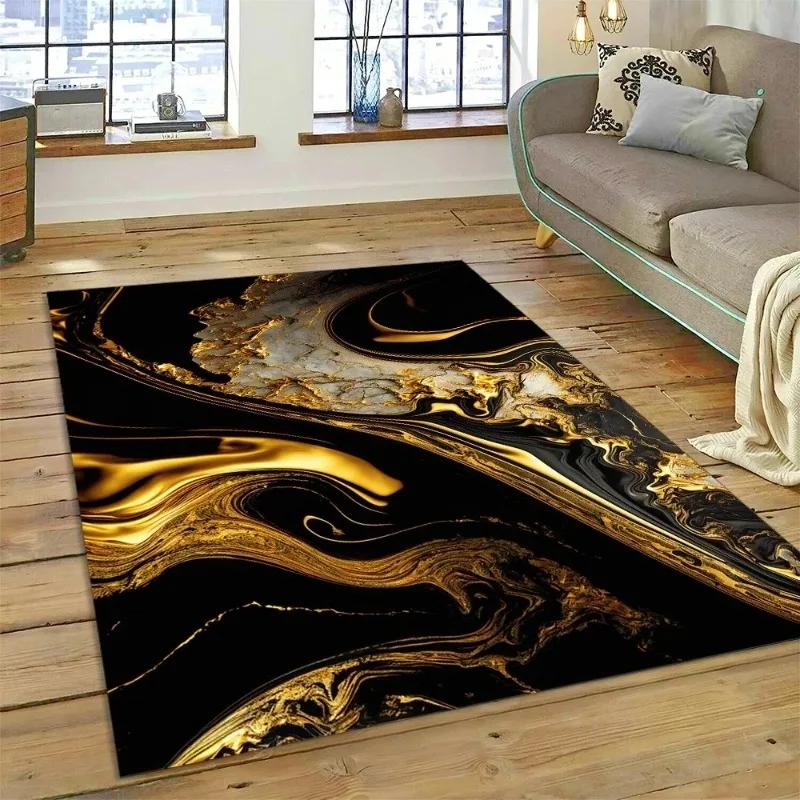 Luxurious Abstract Marble Carpet for Living Room Sofa Home Decoration Large Rugs Non-slip Bedroom Bedside Coffee Table Floor Mat