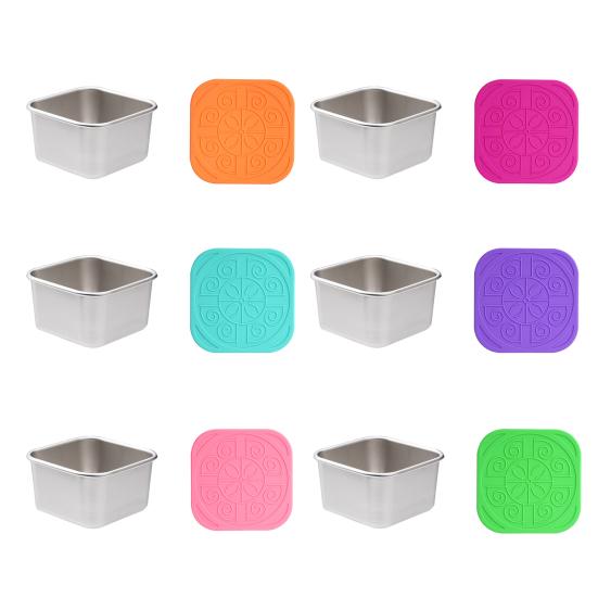 60/180 мл 1/6 шт. чашка для соуса с герметичной силиконовой крышкой, контейнеры для хранения продуктов из нержавеющей стали, кетчуп для пикника, закуски, штабелируемые банки для завтрака