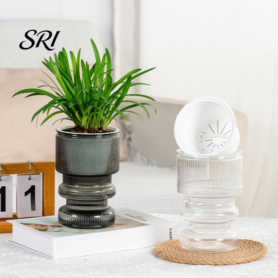 Water Absorbing Cotton Rope Planter Self Watering Flowerpot with Transparent Bottle and Level Indicator for Lazy Gardener Pot Indoor Plants
