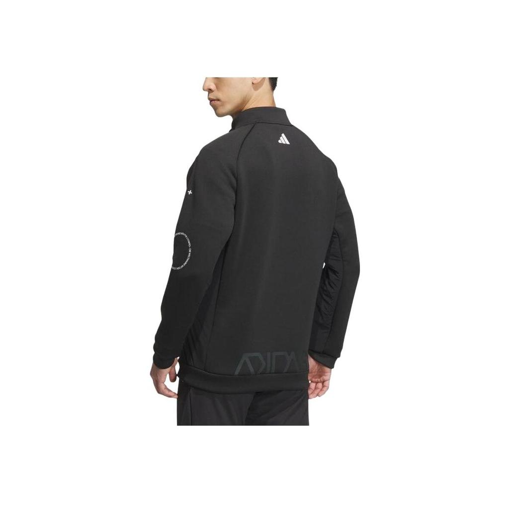 Adidas Solid Color Brand Logo Stand Collar Jacket Men Jacket Black HY0974