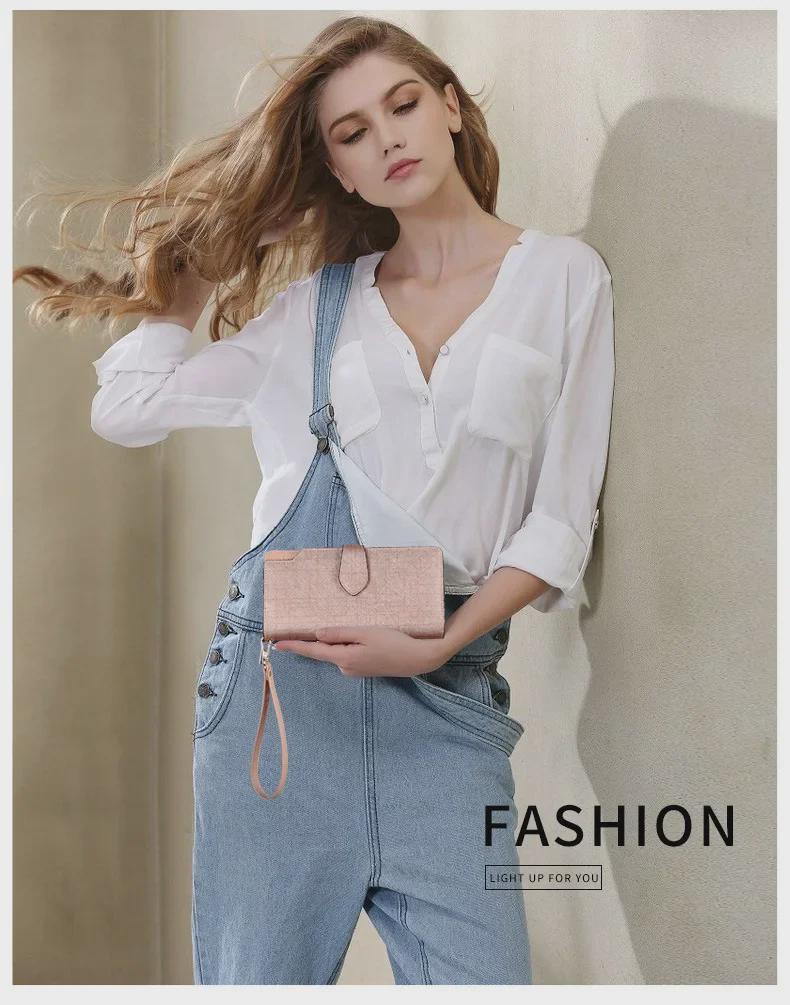 Женский роскошный двухслойный длинный клатч-кошелек из коровьей кожи 2024 года