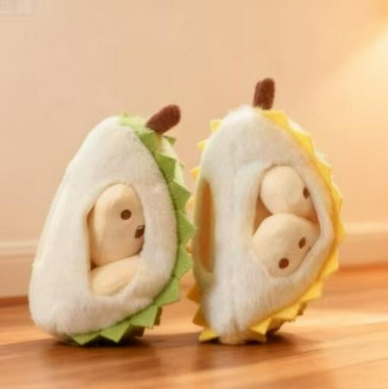 Cute Durian Cartoon Plush Keychain - Couple Bag Charm & Baby Doll Pendant