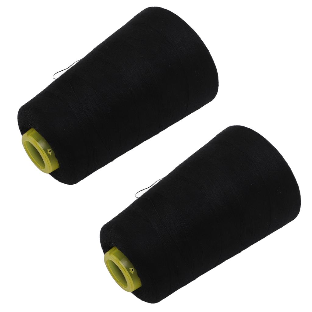 2Pcs 402 Serger Thread Premium Polyester Fray Resistant Fadeless Durable Sturdy Widely Used Black