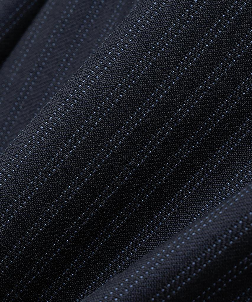 NOIRER Wool Stripe One-Pleated Wide Slacks (Navy)
