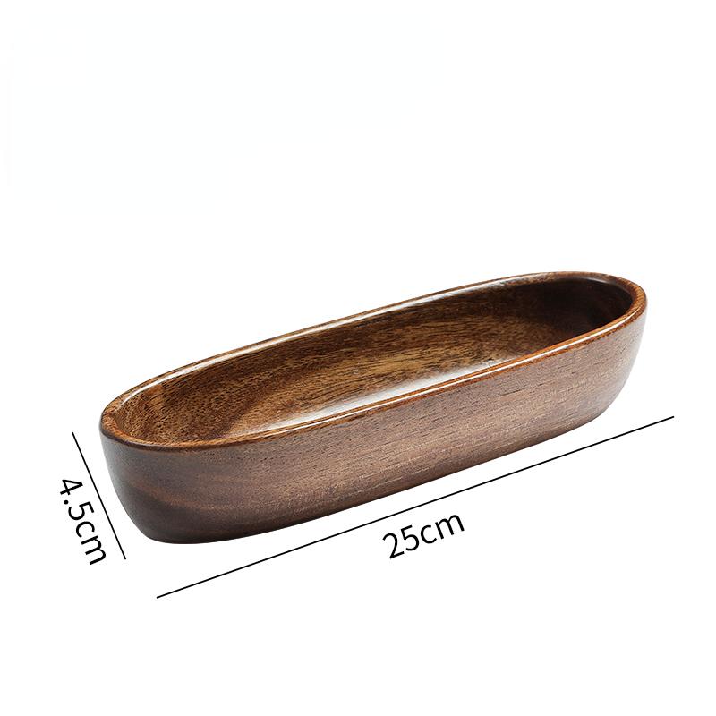 Creative Oval Solid Wood Plate Household Restaurant Boat-shaped Fruit Plate Snacks Salad Wooden Bowl Sushi Plate