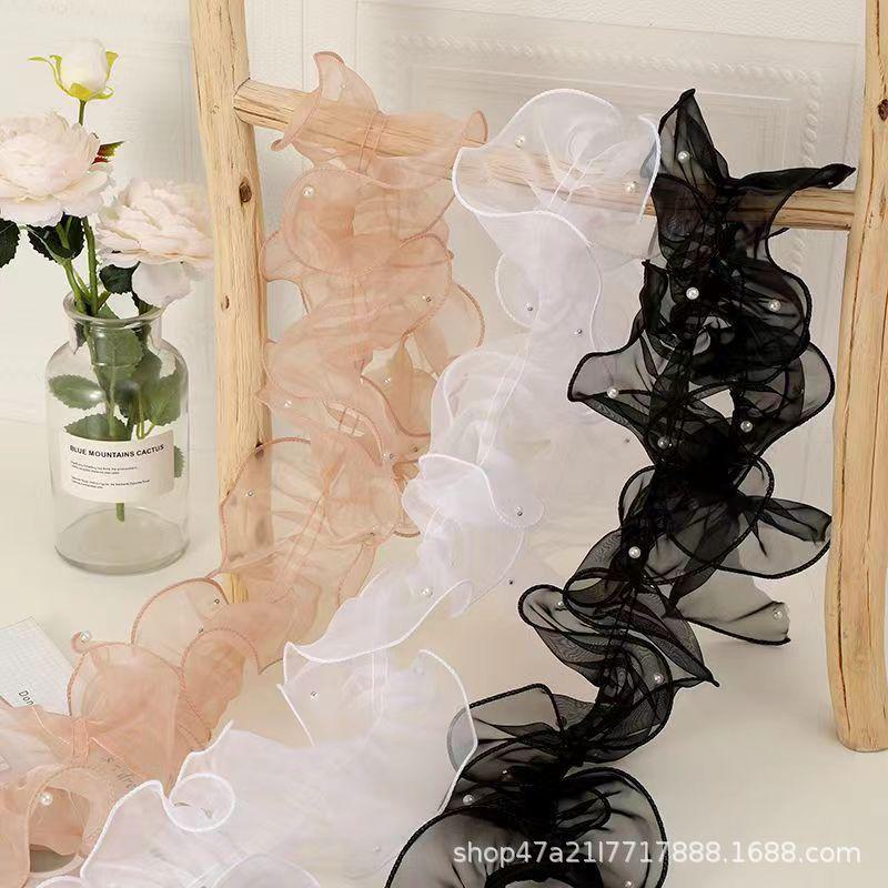 12 см жемчужная пышная окантовка букет цветов органза для поделок своими руками