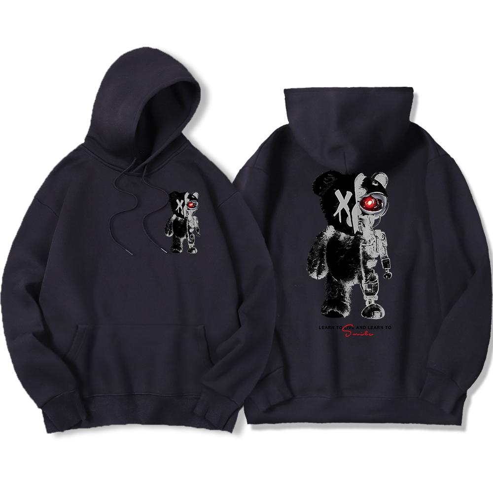 Half A Ted Bear, Half A Robotic Bear Man Hoodie Vintage Oversize Hoody High Quality Sweatshirt Simple Autumn Women Clothes