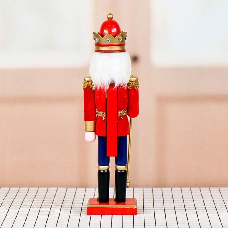 Декоративные 36 см Король Щелкунчики с Королевским Скипетром Деревянная Фигурка Рождественская Кукла Игрушка Коллекционная Елочная Игрушка Подарок