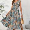 Women's Summer Casual Printed V-Neck Sleeveless Halter Dresses