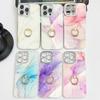 Electroplated Marble Texture Is Suitable for Iphone16 Phone Cases, Apple 15promax Ring Stands and Protective Cases