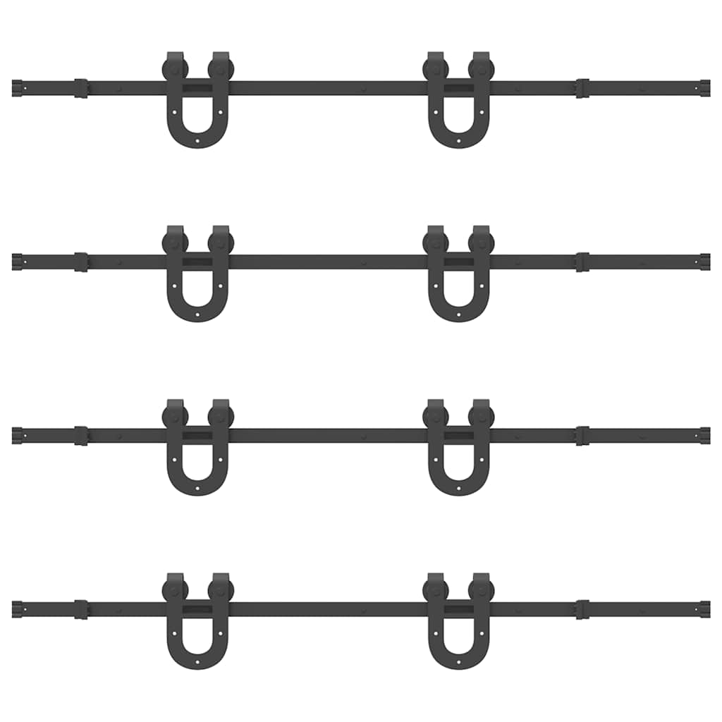 Sliding Door Hardware Set 366 cm Steel Black