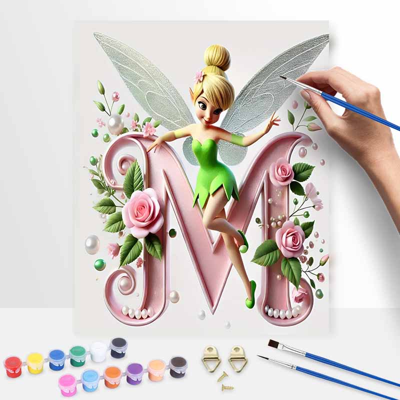 Disney Tinker Bell Alphabet M rose digital oil painting art kit DIY handmade home decoration gift