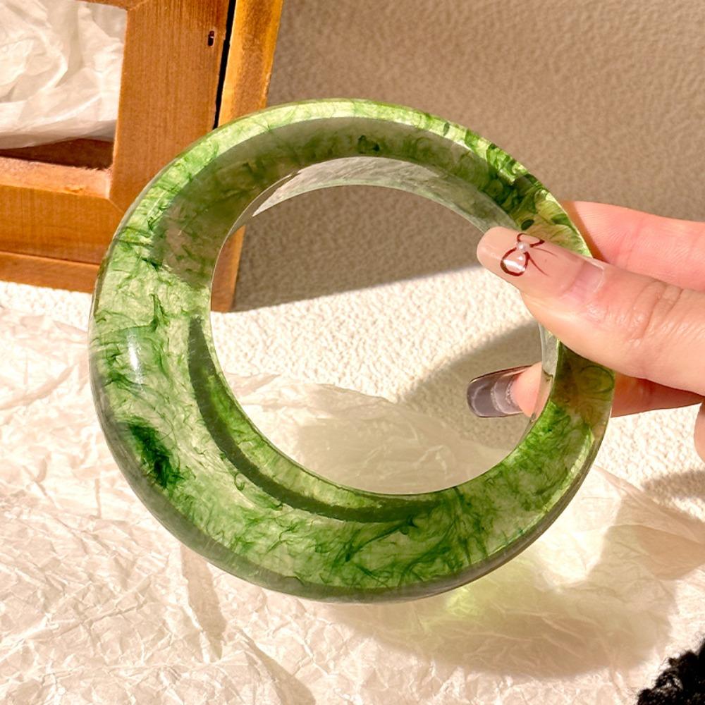 Bohemian Irregular Wide Bracelet Geometric Retro Hand Ring Unique Chunky Resin Bangle Gift