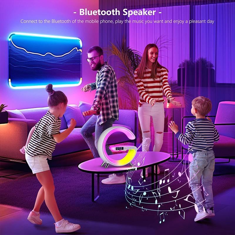 1 шт., умная Bluetooth звуковая машина, светодиодная лампа с беспроводным зарядным устройством, атмосферная лампа с управлением через приложение для украшения дома в спальне