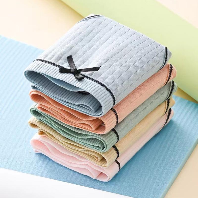 Сексуальное нижнее белье для девочек, однотонное, студенческое, симпатичное, со средней посадкой, дышащее, мягкое, женское нижнее белье с бантом