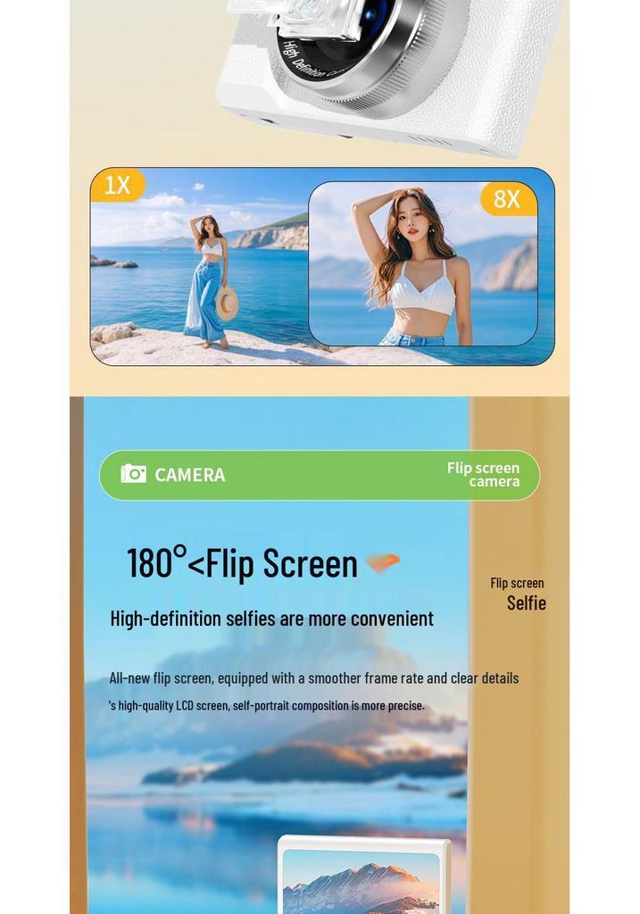 HD Flip Screen CCD Digital Camera with Selfie & Travel Features for Students