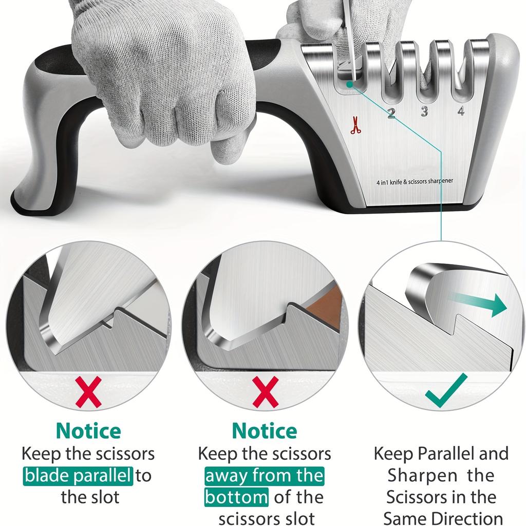 4-in-1 Sharpener Multi-purpose Household Kitchen Gadgets Tungsten Steel Grindable Scissors Tool Quick Sharpening Stone Bar