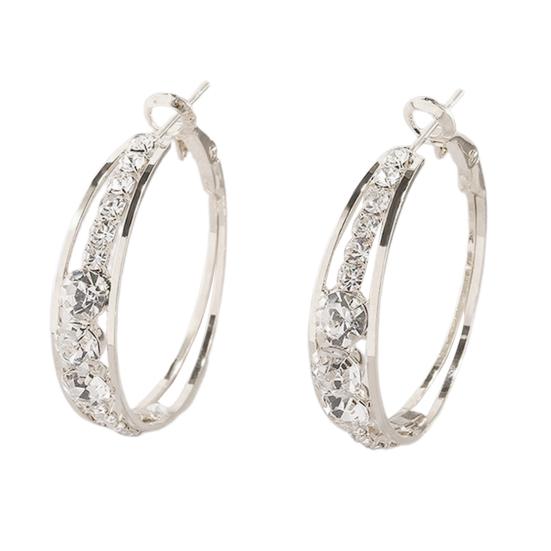 Леди серьги-кольца горный хрусталь круглый западный стиль пирсинг блестящие свадебные серьги-кольца