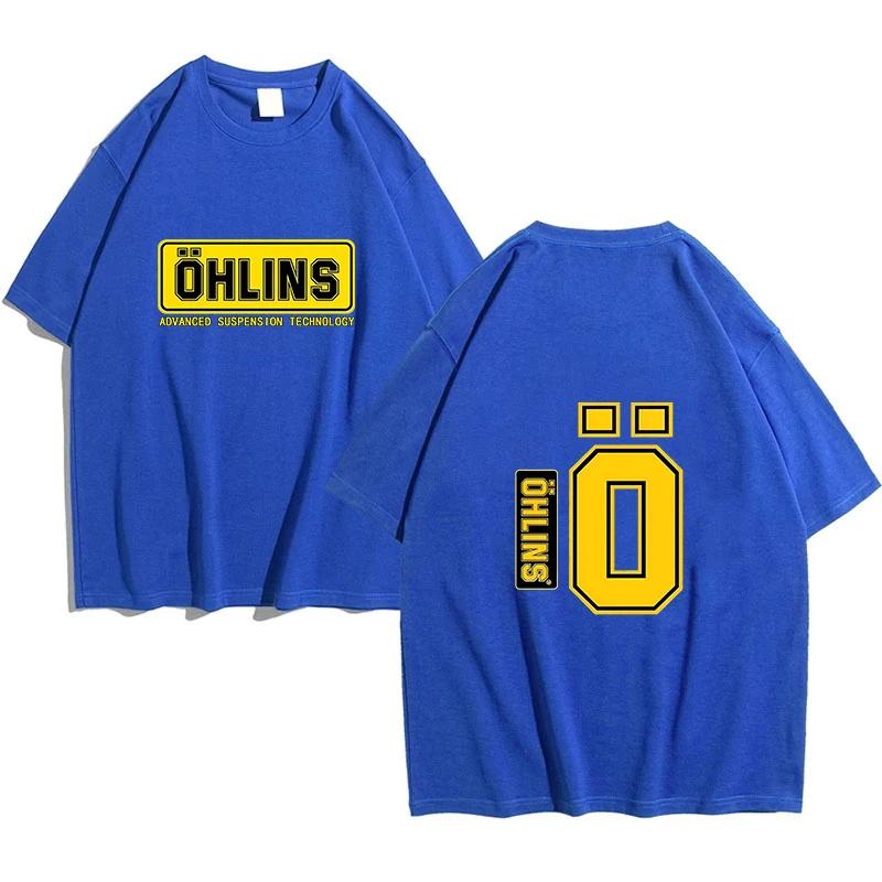 2024 Новая мужская уникальная спортивная гоночная футболка Ohlins из чистого хлопка Повседневная удобная и популярная футболка Shock Ohlins RXF34 M.2 для мужчин