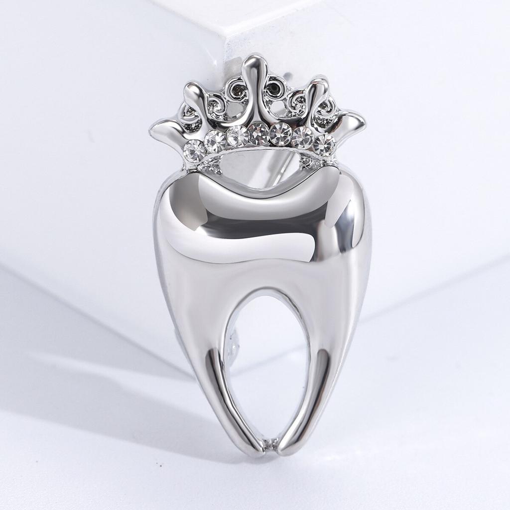 Blucome Брошь в виде короны со стразами, заколки, креативные ювелирные изделия для стоматолога, аксессуары, подарок, значок в виде зубов для девочек