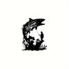 1pc Fisherman and Fish Hollow Pattern Wall Stickers Aesthetic Irregular Graphics Metal Crafts for Stylish Interior Decoration