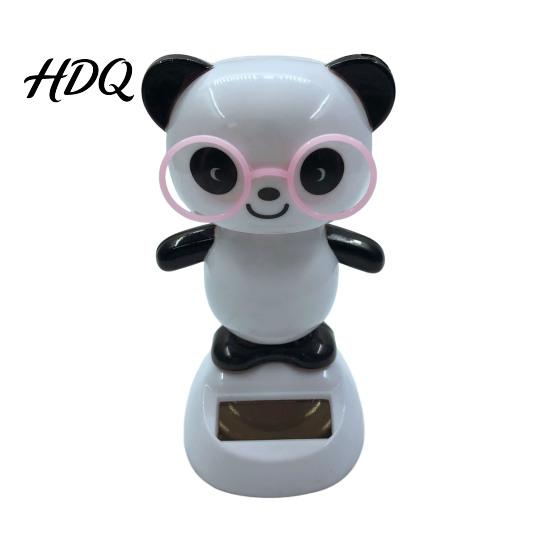 Panda Car Figurine Solar Ornament Plastic Pendant Automatic Head Swinging Induction Ornament
