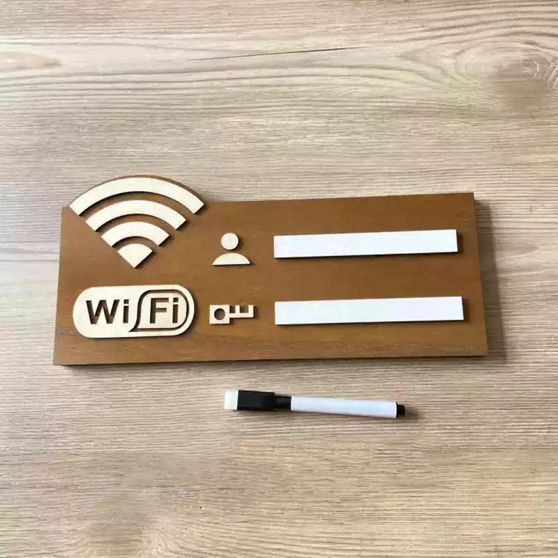 Знак WIFI Деревянные настенные наклейки с маркером, перезаписываемый почерк, учетная запись и пароль, многоразовые для общественных торговых вывесок