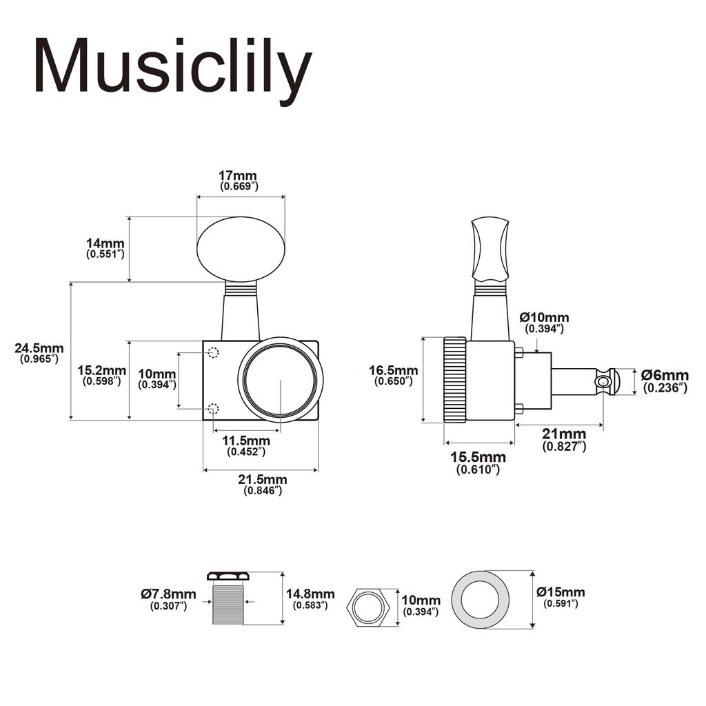 Musiclily Pro R18K запирающие колки винтажные овальные золотые для Fender Stratocaster и Telecaster электрические 6-в-ряд 2-контактные колки, передаточное число 18:1, ручки, покрытие,