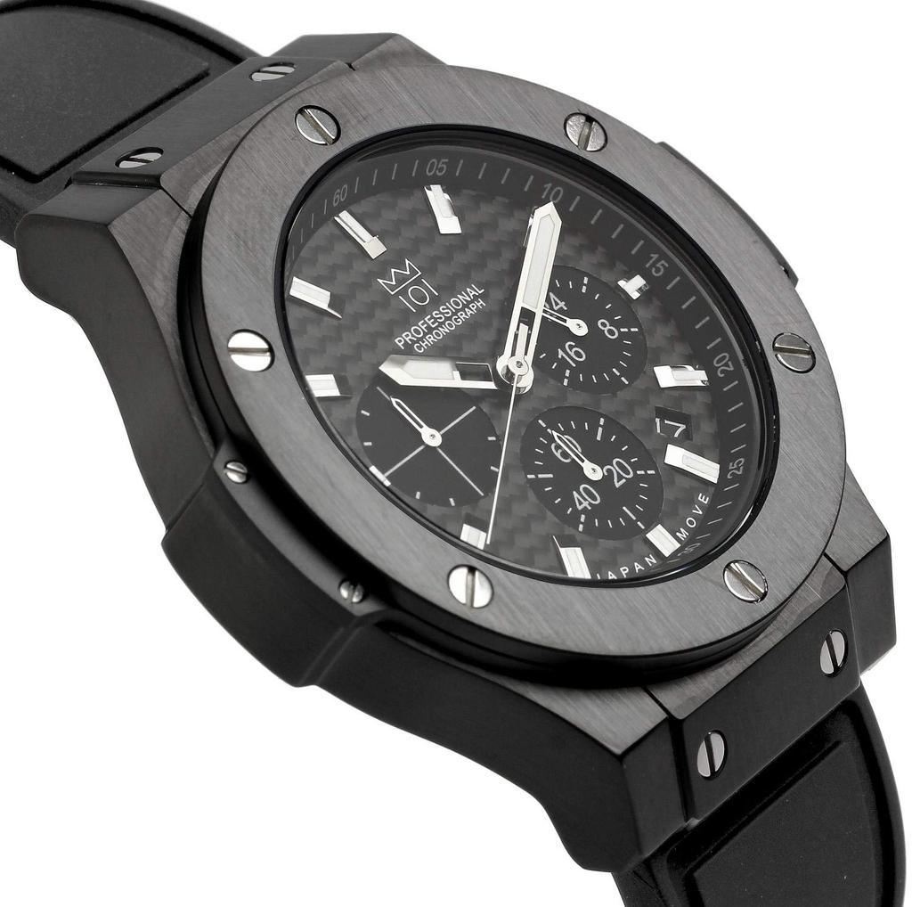 Часы 100 м водонепроницаемый хронограф дата дисплей резиновый ремешок черный [HYAKUICHI 101] мужские