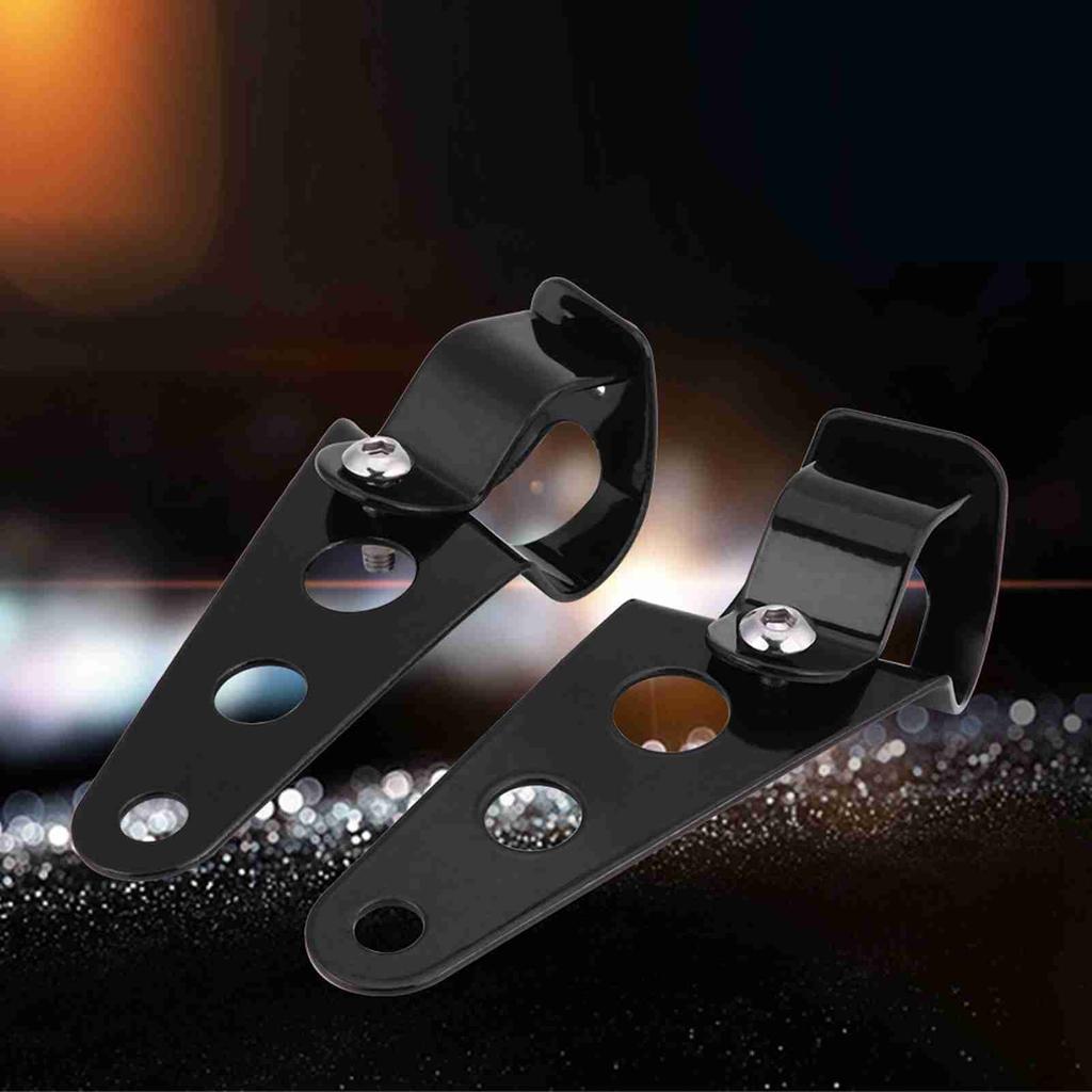 1 Pair Stainless Steel Motorcycle Headlight Bracket Fork Small Mount Stand Support (Black)