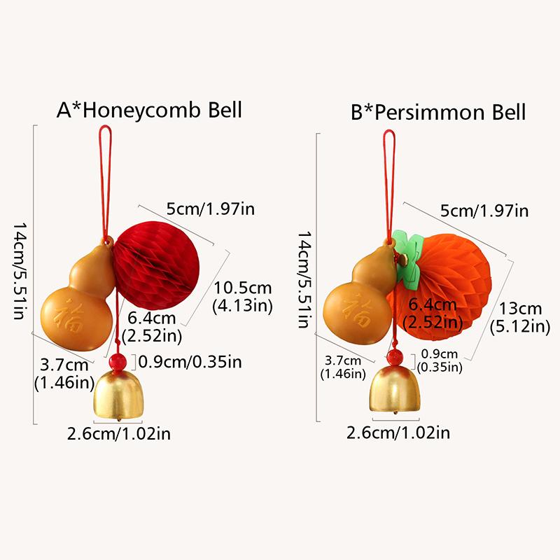14 см Дизайн тыквы Весенний фестиваль Колокольчик ветра Подарок благословения Дизайн колокольчика Милые DIY аксессуары Благоприятный кулон Разноцветный