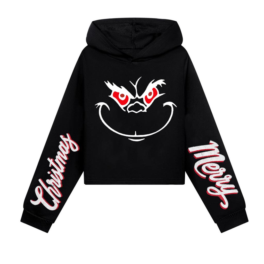 Kids' Casual Fashion Christmas Printed Long Sleeve Hooded Sweatshirt (No Drawstring)