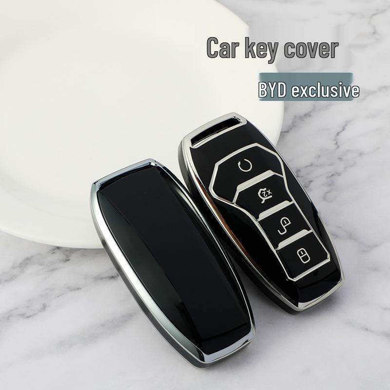 Ключница с серебряной окантовкой для моделей BYD: Han EV, Qin Plus DMI, Song Pro, Yuan Max, Tang DMI, Dolphin, e2, e3, d1