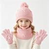 Winter Children's Knitted Hat, Scarf Gloves, Three Piece Set, Girls' Handmade Butterfly Knot Yarn Hat