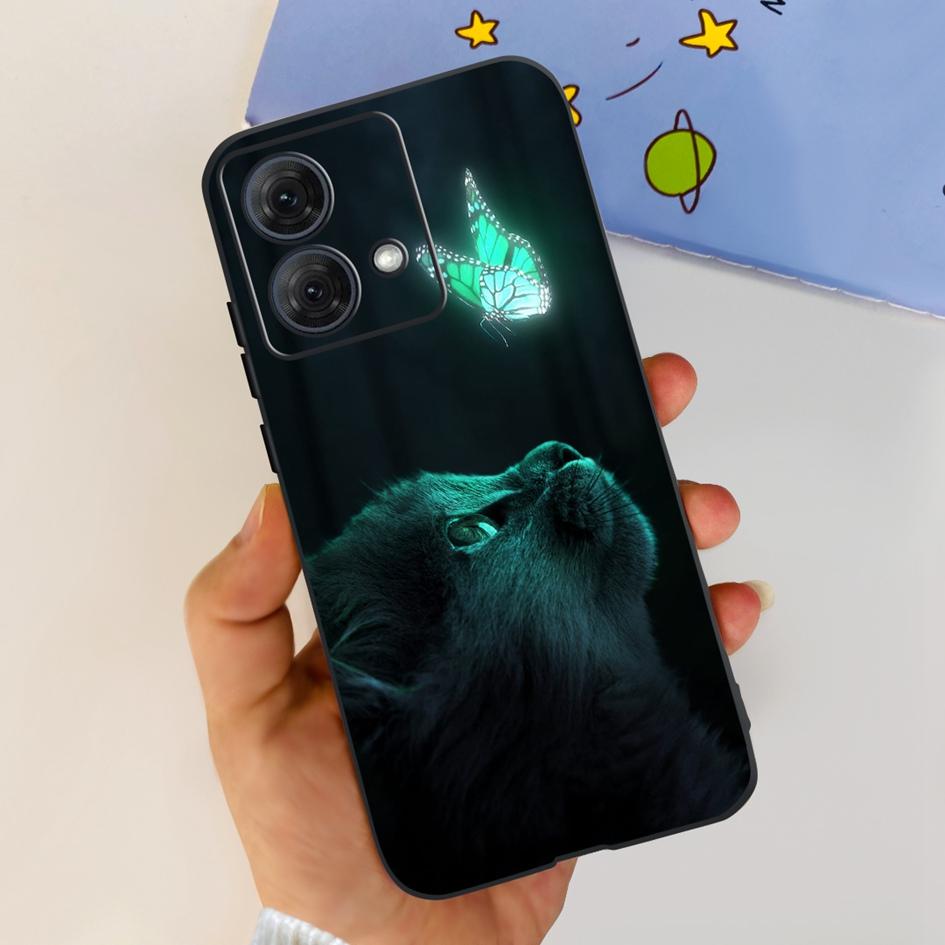 For Motorola Moto G84 5G Case 2023 New Stylish Butterfly Cat Slim Black Silicone Soft TPU Phone Cover For Moto G84 5G G 84 Coque