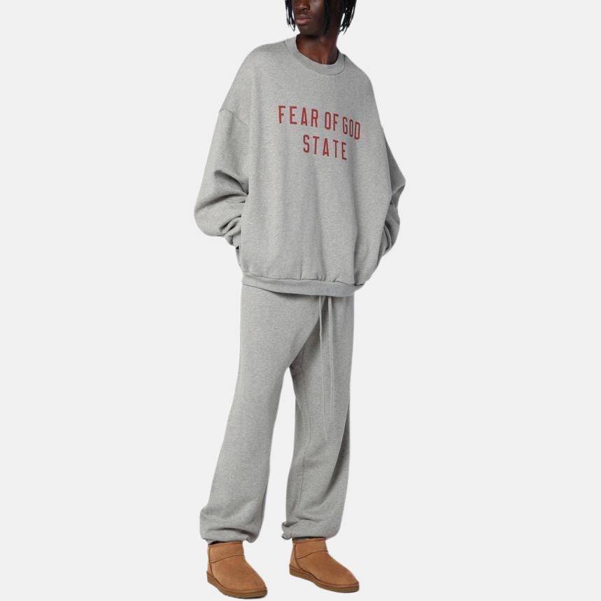 Fear of God Essentials Флисовая толстовка с круглым вырезом Темно-серый Мужские топы Серый 192BT246261F