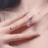 Korean Pink Crystal Heart Bow Pendant Necklace Trendy Silver Color Chain Neck Necklace For Women Wedding Aesthetic Jewelry