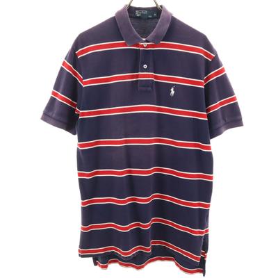 Поло от Ralph Lauren с каймой, футболка-поло с коротким рукавом, M, темно-синий, мужская, б/у