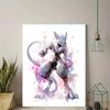 Japanese Anime Cartoon Canvas Painting Pokemon Pikachu Mewtwo Posters Mural Pictures Wall Art Kids Room Aesthetic Decor Cuadros