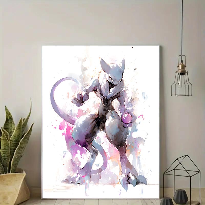 Japanese Anime Cartoon Canvas Painting Pokemon Pikachu Mewtwo Posters Mural Pictures Wall Art Kids Room Aesthetic Decor Cuadros