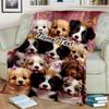 1PC Custom Name Royal Puppies Portrait flannel blanket versatile,all-season throw suitable for the living room,bedroom,camping,travel,and gift