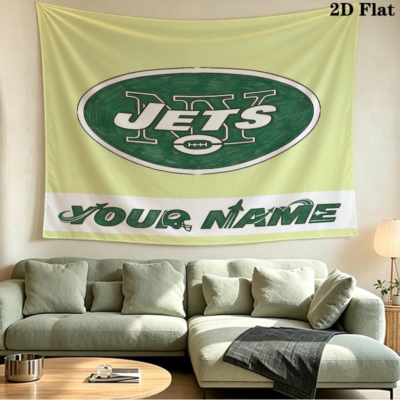 Custom Name New York Jets Printed Tapestry – Wall Hanging for Bedrooms, Dorms, and Home Decor
