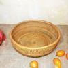 Корзина для хранения из ротанга, круглая сервировочная корзина, органайзер для гостиной, ручная работа, фруктовая чаша