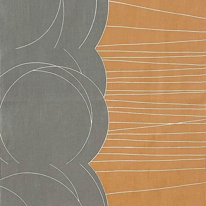 Senn no Sora Orange - Hand-dyed Tenugui Towel (100% Cotton, Tokuoka Fabric, Made in Japan, 35cm x 100cm) - Geometric Pattern with Circles, Lines,