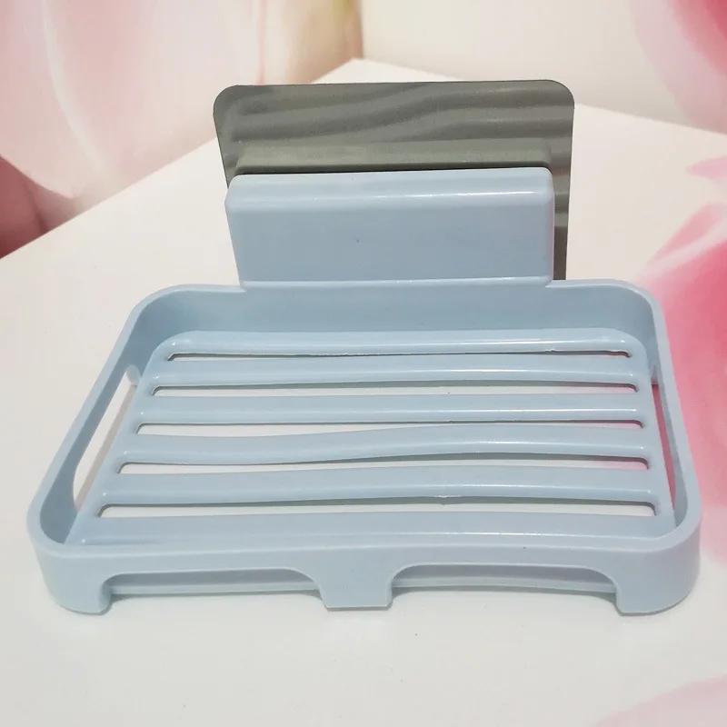Аксессуары для ванной комнаты Мыльницы Держатель для мыла для душа Настенное крепление для слива Мыльница Коробка Пластиковая губка Мыльница Лоток для кухни Органайзер