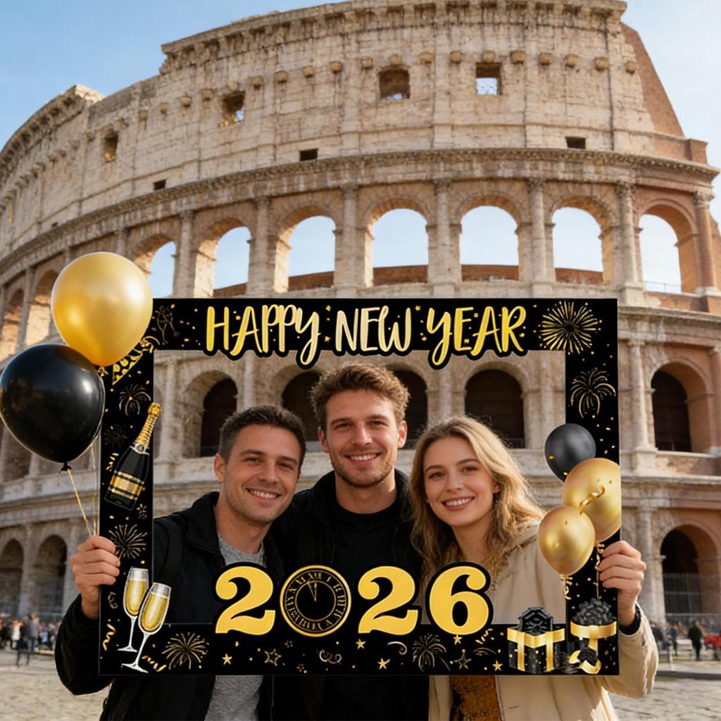 Новогодние реквизиты, забавный фон для фотосессии, черно-золотой, ручной, 2026 год, для женщин, семьи, детей, для дома.